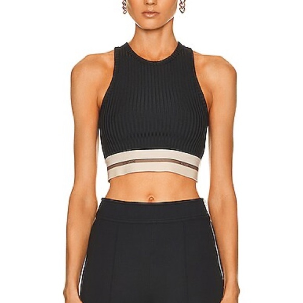 Helmut Lang Black and Cream Crop Top